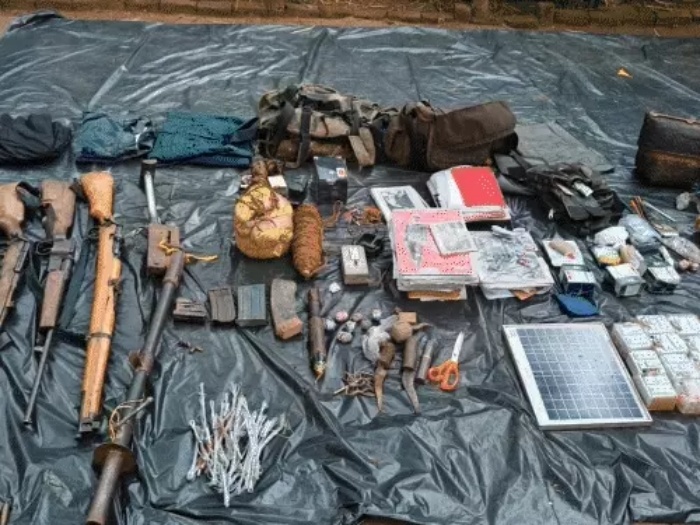 Security Forces Killed Naxalites weapons and explosives recovered