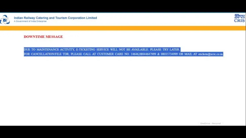 IRCTC Website And App Down