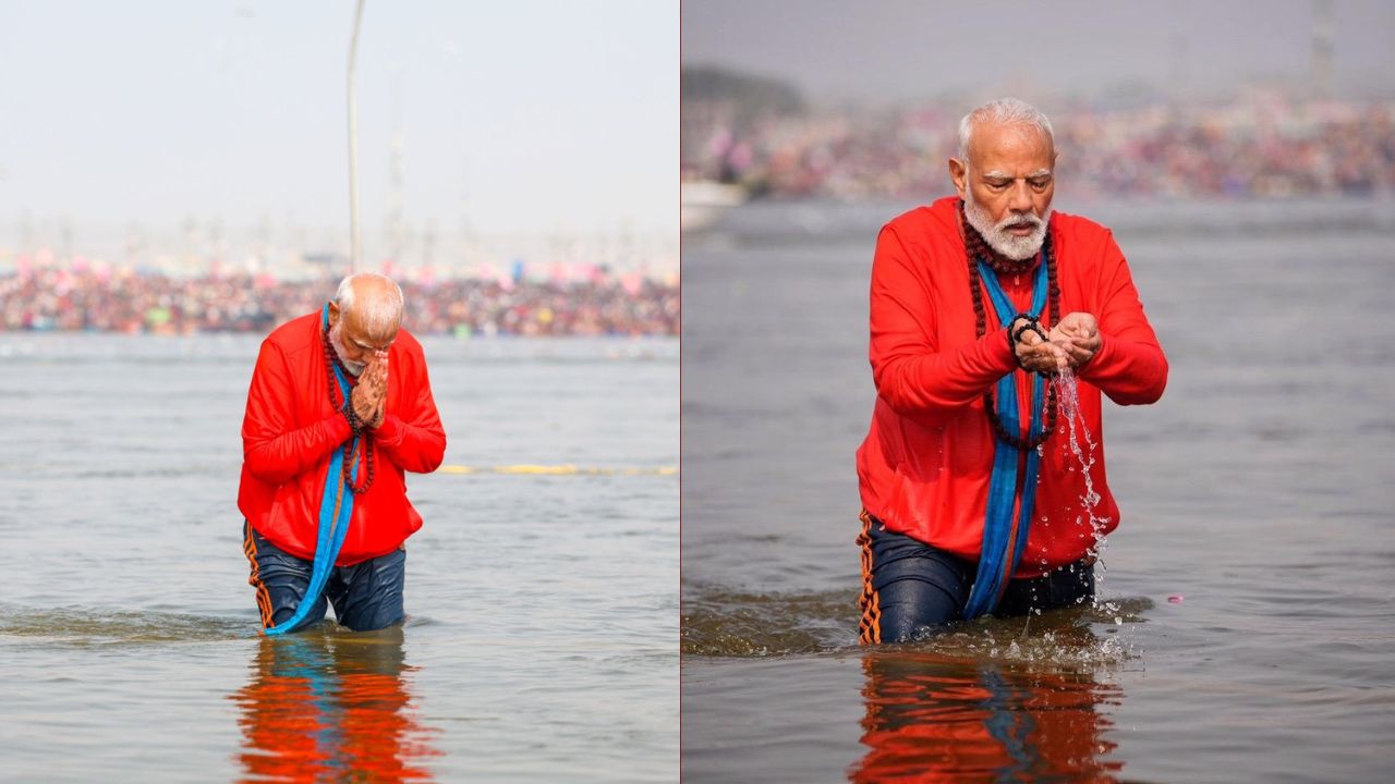 PM Modi Mahakumbh Triveni Sangam Snan