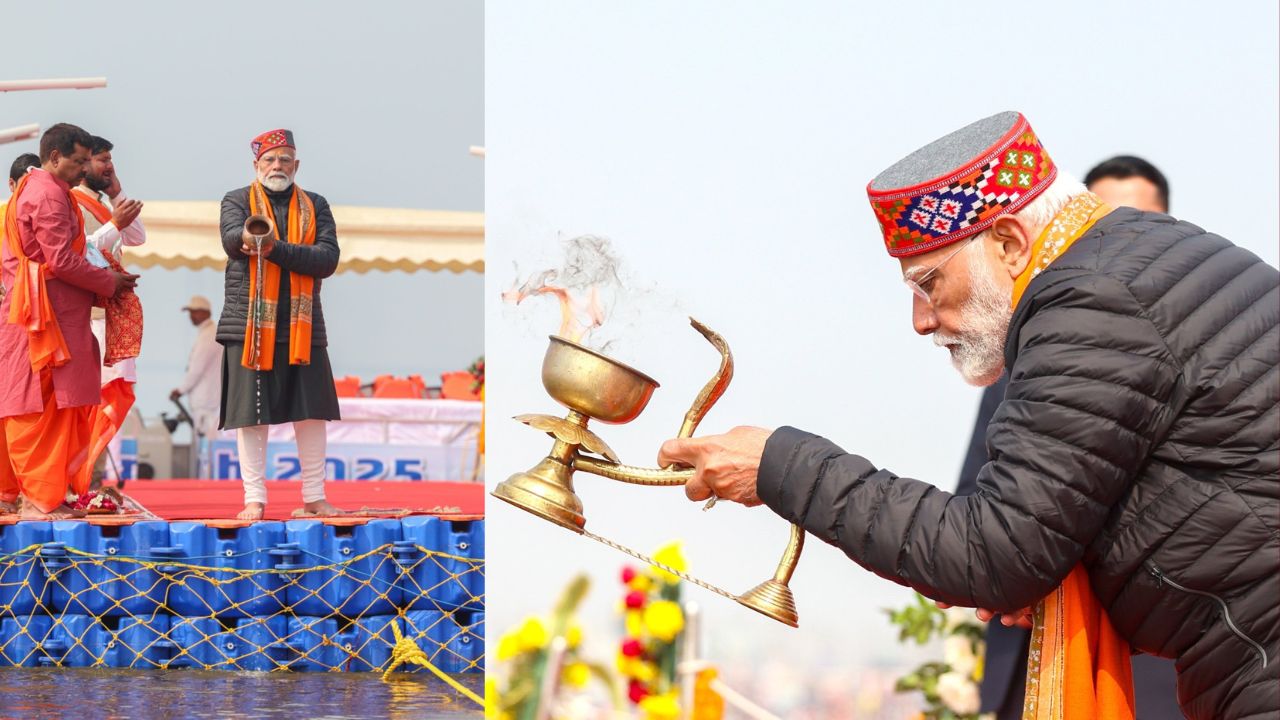 PM Modi Mahakumbh Triveni Sangam Snan