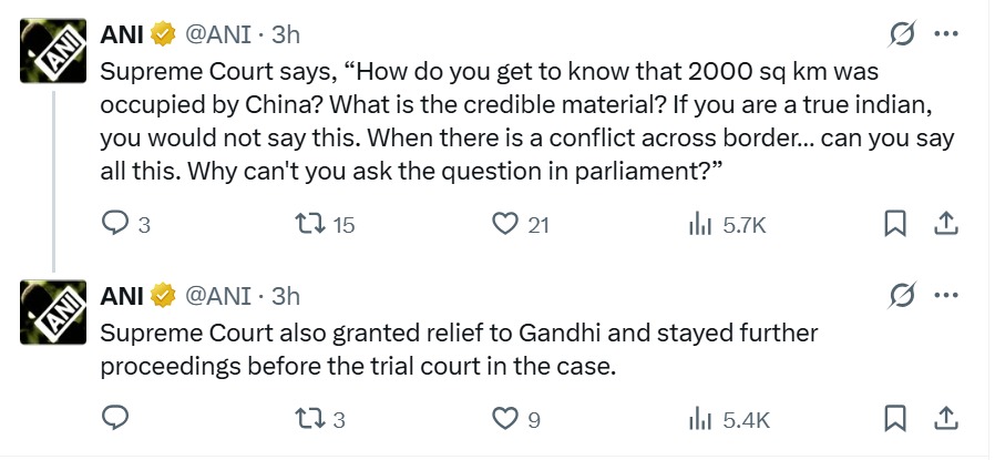 Rahul Gandhi, Supreme Court, China land grab, Indian Army, defamation case, Bharat Jodo Yatra, social media statement, questions in parliament, freedom of expression, Uday Shankar Srivastava