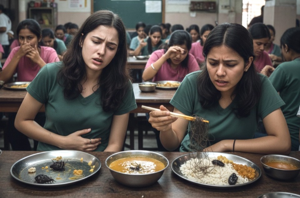 Hostel food contaminated, hair and insects in food, Shahdol girl student sick, negligence in food, Byawari hostel incident, itching after eating food, Madhya Pradesh, MP news, hostel dispute, Hostel food contamination, Girl Student's Food, Shahdol