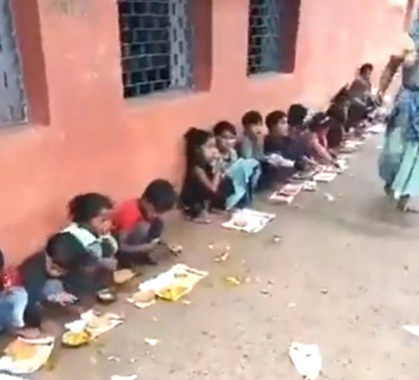Sheopur, Mid-Day Meal Scandal, Sheopur School, Mid-Day Meal Scam, Mid-Day Meal, Food on waste paper, Hullpur Secondary School, Collector Arpit Verma, Madhya Pradesh, mp News, Children served food on waste paper, School in-charge suspended, Self Help Group tender cancelled, Education Department action,