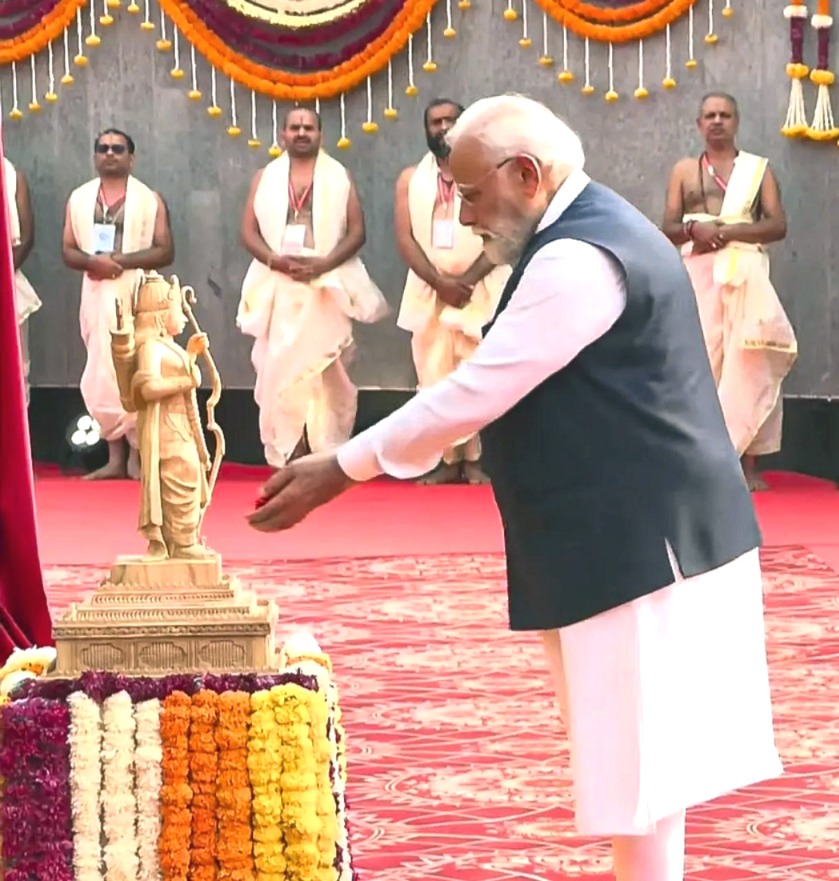 PM Modi, Ram Statue, PM Modi Ram Statue, Ram Statue Goa, world tallest ram statue, ram statue unveiling goa, shri sansthan gokarn partagali jeevottam mutt, ram vanaji sutar, ramayan theme park, goa, karnataka, gita path, udupi, shri krishna mutt, national security policy, modi speech, 77 feet ram statue,