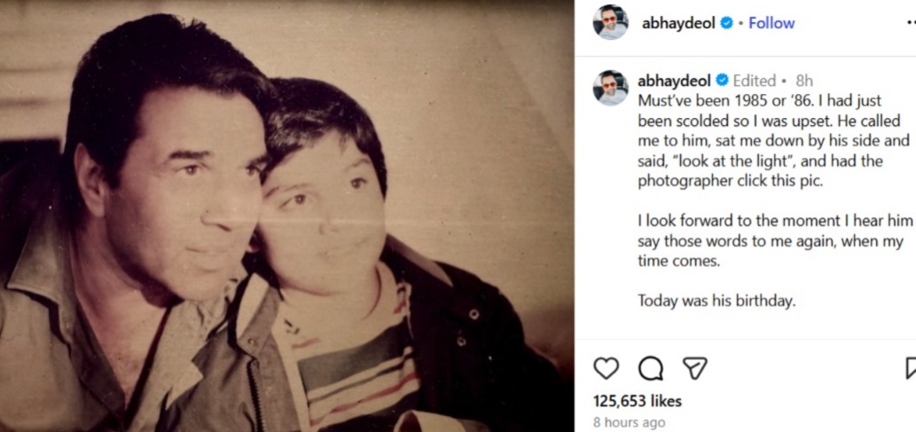 Dharmendra 90th birth anniversary, Hema Malini emotional post, Sunny Deol Dharmendra birthday, Bobby Deol emotional message, Esha Deol tribute to father, Abhay Deol childhood memories, Dharmendra first birthday after death, He-Man Dharmendra family, Dharmendra Hema Malini love story, Bollywood legend Dharmendra legacy,