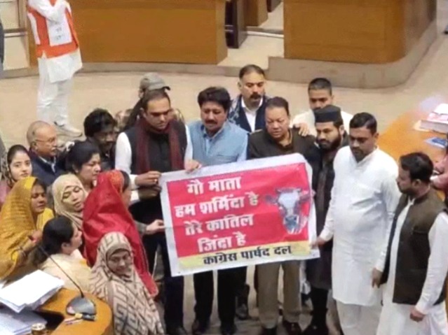 Bhopal Slaughter House case, Bhopal Municipal Corporation, Beef Row, Mayor Malti Rai Resignation Demand, Jinsi Slaughter House, Bhopal, Aslam Qureshi, Bhopal News, Veterinary Doctor Suspended, Madhya Pradesh, Cow Slaughter Protest,