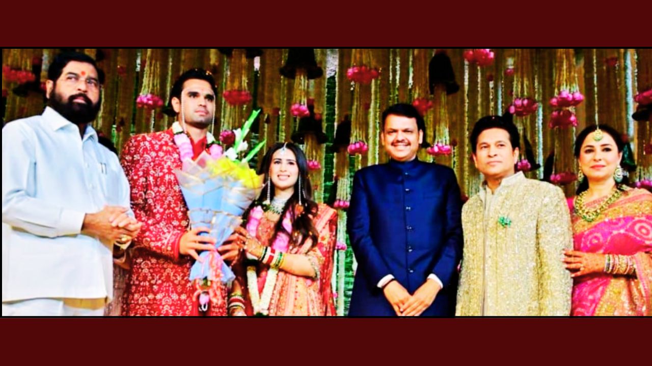 Arjun Tendulkar Wedding, Sania Chandhok, Sachin Tendulkar Son Marriage, Sara Tendulkar Pink Saree, Arjun Tendulkar Sania Chandhok Marriage Photos, Mumbai High Profile Wedding