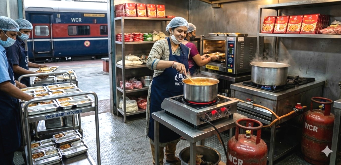 IRCTC News, LPG Shortage Impact, Railway Catering WCR, Induction Cooking in Trains, Ready to Eat Food Railway, Indian Railways Food Update, Cluster Kitchen WCR, एके सिंह IRCTC.