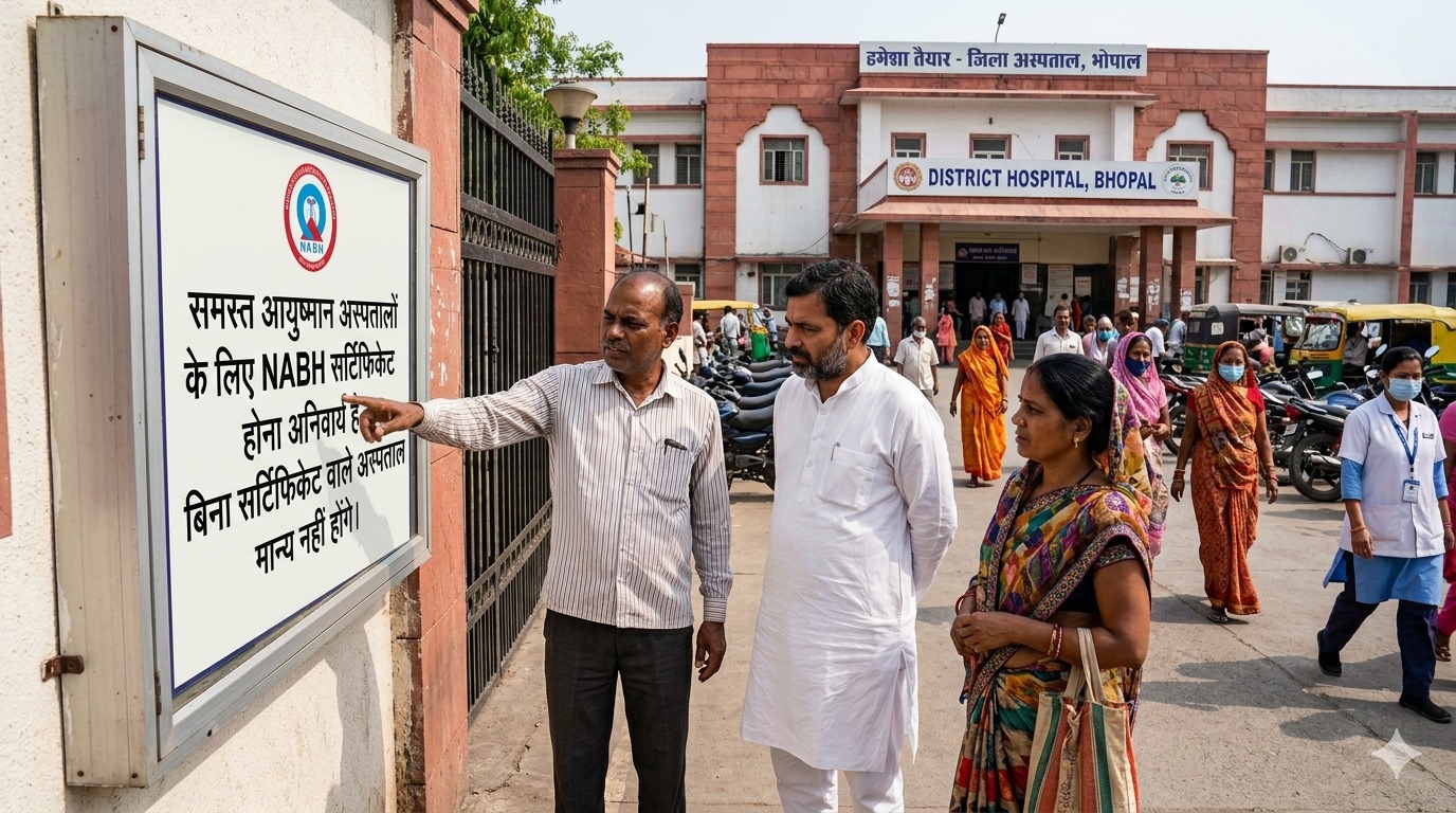 Ayushman Yojana MP New Rules, NABH Certificate Mandatory for Hospitals, MP Ayushman Hospital List 2026, Ayushman Bharat Claim Process MP, Bhopal Indore Ayushman Hospital Rules, Quality Healthcare Madhya Pradesh, National Board of Hospital and Healthcare Accreditation MP,